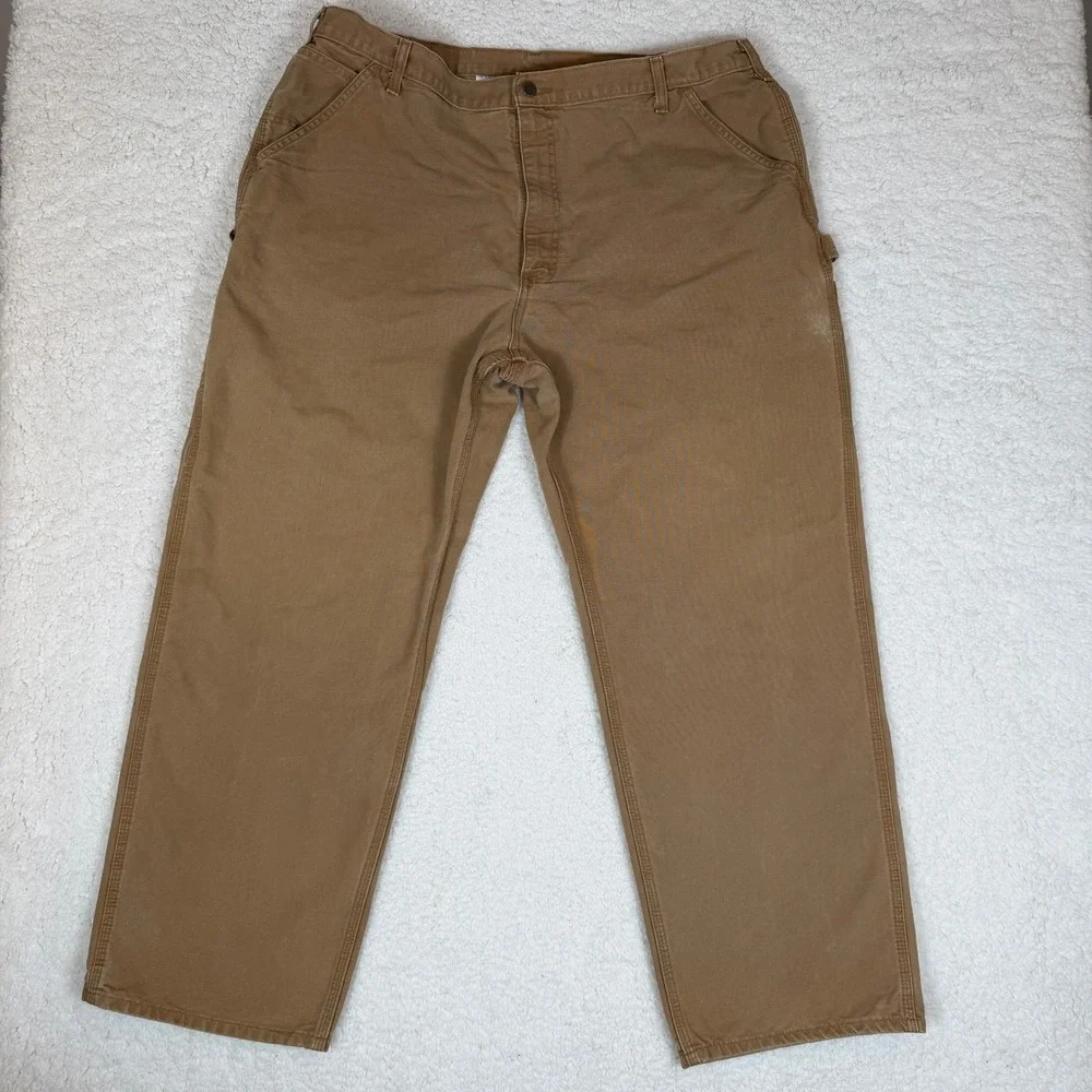 Carhartt Vintage 42x32 Washed Duck Work Dungaree Pants Mens B11 Brown